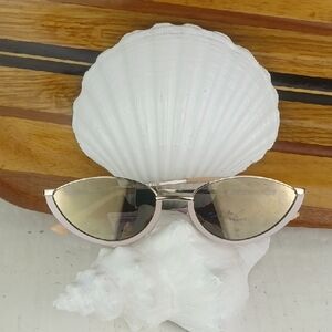 50's Style Copper Metallic & Light Mauve Trim Cat Eye Mirrored Sunglasses NWOT